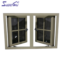 Ventana Francesa de Aluminio Revestida de Madera con Doble Vidrio Templado, Certificación NFRC, Eficiente Energéticamente, con Rejillas