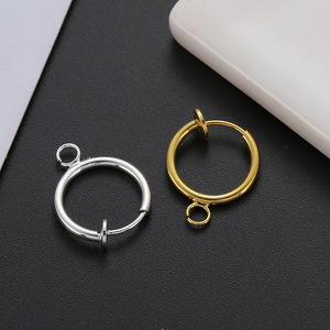 Clip-On Hoop <b>Earrings</b> Silver Plated Zinc Alloy For Women Fashion Jewelry Accessories - Product Image 5