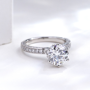 Bague de fiançailles pour femme MSR-2194 PT950 avec diamant rond taillé - Product Image 1
