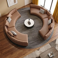Luxuriöses Halbkreisförmiges Öko-Tech Ledersofa mit Schwammfüllung und Beweglichem Design für Schönheitssalon Geschäftshotel Lobby Ferienhaus
