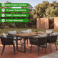 Ensemble de salle à manger d'extérieur en aluminium pour patio, restaurant, jardin, balcon, table et chaises en corde pour villas