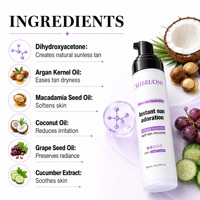 Mousse bronzante correctrice de couleur à base de violet naturel OEM ODM, huile d'argan, bronzage instantané sans soleil, éclat radieux, autobronzant