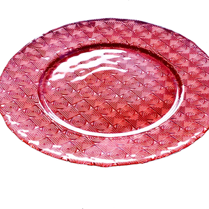 طبق زجاجي تركي عتيق للتقديم بالجملة، صحن طعام زجاجي منقوش بلون فضي - Product Image 1