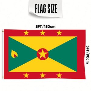 Bandera de Granada de 3x5 pies de poliéster con dos ojales de latón, de una sola capa, para colgar en la pared, decoración para interiores y exteriores - Product Image 2