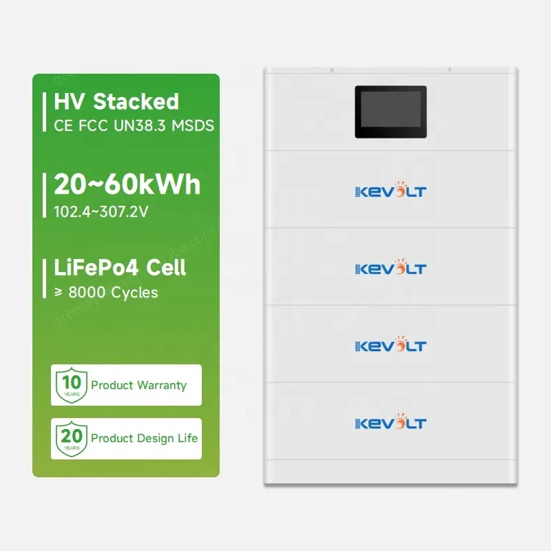 10kWh 20kWh 40kWh 60kWh Alto voltaje Lifepo4 Batería solar de litio Sistema de almacenamiento de energía para el hogar apilado