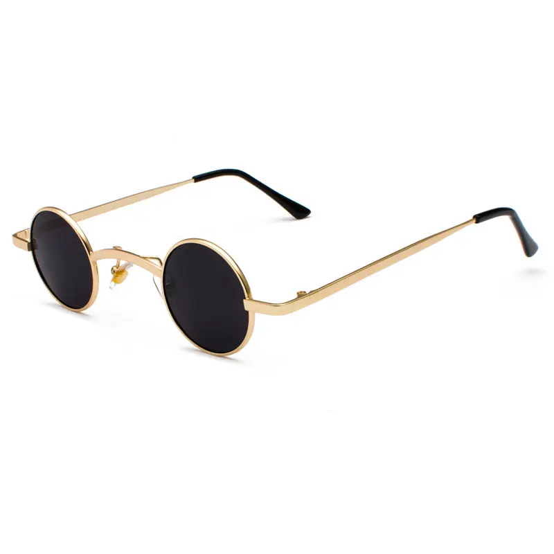 Vintage Rock Punk Man Classic Small Round Sunglasses Women Wide Bridge Metal Frame Black Driving Eyewear