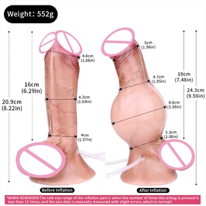 8.23Inch Big Inflatable Squirting <b>Dildo</b> Hand-Free Anal Play <b>Dildo</b> Silicone Anal Plug with Adjustable Knot Sex Toy for Women Men - Product Image 6