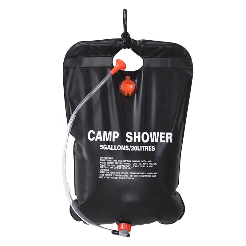 20L 휴대용 캠핑 샤워 가방 뜨거운 야외 해변 초경량 PVC 캠핑 난방 태양열 샤워 5 갤런 난방 파이프 가방