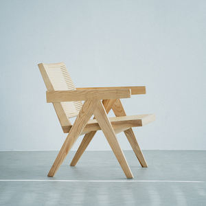 Sillón Reclinable de Madera de Fresno Blanco Chandigarh, Tejido con Mimbre, Estilo Wabi-Sabi, Color Natural, Sofá de Descanso para Sala de Estar, Muebles para el Hogar - Product Image 3