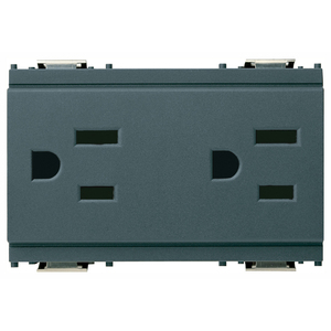 เต้ารับ 2P+T 15A USA+SASO สีเทา 5.3x3.9x7.6 ซม. จำนวน 2 ช่อง - Product Image 1