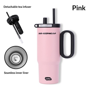 Vaso gigante de acero inoxidable 316 con revestimiento cerámico, de gran capacidad, aislado para bebidas frías y calientes, para hombres y mujeres. - Product Image 6