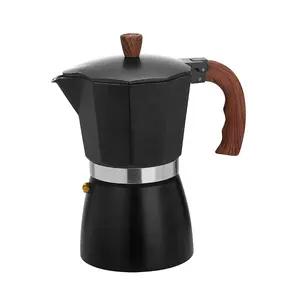 1/2/3/4/6/9/12 bardak siyah alüminyum Metal Moka Pot kahve makinesi Demitasse espresso kahve Moka pot ahşap saplı
