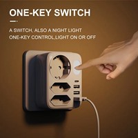 Adaptateur de prise murale portable avec prise EU, lumière nocturne, extension de prise murale avec 3 ports USB et 1 port USB C