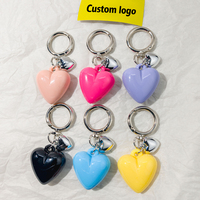 Porte-clés Cœur Gonflé en Métal Transparent Noir, Breloque Grunge Tendance pour Sacs à Dos et Voitures, pour Femmes