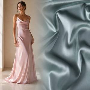 Tessuto in Seta Elasticizzata 92% Seta 8% Spandex 19 Momme Larghezza 140cm, Seta Tinta su Misura all'Ingrosso per Confezionamento Abiti - Product Image 1
