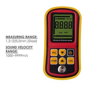 เครื่องวัดความหนาแบบพกพาด้วยคลื่นอัลตราโซนิก ช่วงการวัด 1.2~225 มม. ความเร็ว 1000~9999 ม./วินาที สำหรับท่อเหล็กและพลาสติก OEM - Product Image 2