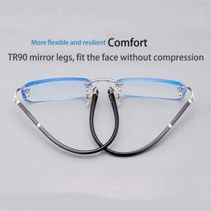 Gafas de lujo sin marco con borde cortado de diamante menos para hombres y mujeres, gafas ultraligeras HD Anti luz azul para miopía, dioptrías 0 A-4,0 - Product Image 5