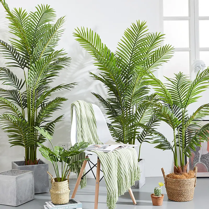 Fabrik Günstiger Preis Olivgrüne Seide Bambus Palmblätter Künstliche Bambus palme Für Indoor Outdoor Privatsphäre Zaun Dekoration