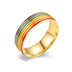 אופנה סיטונאית אופנה נירוסטה lgbt גאווה אמייל קסם טבעת נשים גברים טבעות יצרן ספק מחיר המפעל - Product Image 3