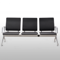 Chaise d'attente 3 places en alliage d'aluminium pour aéroport, avec rembourrage en mousse, très vendue