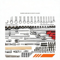 Clé à cliquet manuelle avec douilles, kit d'outils de réparation automobile OEM, ensemble multifonctionnel pour la maintenance de véhicules et de la maison, 180 pièces chromées