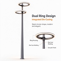 Lampes de jardin LED circulaires en aluminium de haute qualité personnalisées en usine, étanches IP65, 30W-100W, haute luminosité, lampes de rue pour aménagement paysager
