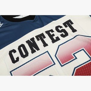 T-shirt unisexe vintage style sportif, col en V, manches courtes, jersey, tendance streetwear, ample, demi-manches, patchwork - Product Image 4