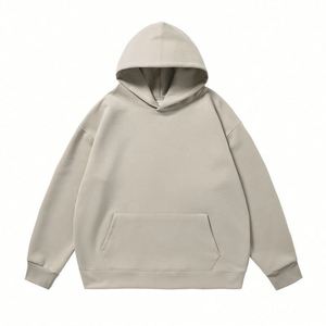 H5405 Wholesale Custom 380 GSM Cotton Blends <b>Drop</b> Shoulder Blank Hoodies Oversized Plain Men's Hoodies - Product Image 3