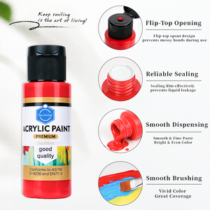 Juego de <span class=keywords><strong>pintura</strong></span> acrílica Keep Smiling, no tóxico, 12 colores, 60ml, venta al por mayor, <span class=keywords><strong>pintura</strong></span> acrílica de tubo de plástico de cobertura fuerte profesional - Product Image 3