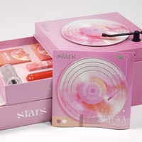 Boîte d'emballage en carton rose personnalisée pour cosmétiques, OEM, vente en gros, boîte cadeau en papier pour tourne-disque sur mesure