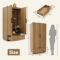 Armoire autoportante moderne et minimaliste à panneaux cannelés avec deux grandes portes en MDF pour chambre, villa, salon - MOQ 100