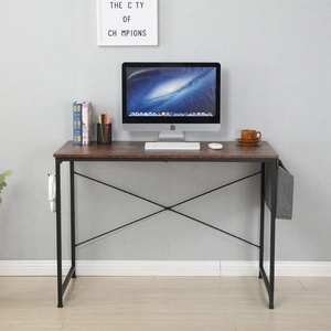 Modern Simple Style Foldable <strong>Wooden</strong> <strong>PC</strong> Desk Vintage Brown Finish Adjustable Removable Cover Home Office Computer <strong>Table</strong> for Study - Product Image 1
