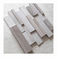 Carrelage mural gris en mosaïque de marbre 3D personnalisé, revêtement mural irrégulier pour cuisine, crédence et villa