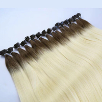 Extensiones de cabello de punta plana de queratina preadherida con doble dibujo K, extensiones de cabello humano europeo Remy ruso 100%