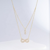 Collier OEM en Argent Sterling 925 Plaqué Or 18 carats, Pendentif Goutte d'Eau, Clé Infinie, Minimaliste, pour Femme, Idéal pour l'Été et l'Amitié