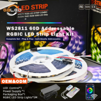 Décoration de Noël, bande LED RGBIC WS2811 Dream Color, kit DIY, découpable, 5 m, 60 LED/m, adressable, 12 V, 5 A, SP611E, synchronisation musicale via application, IP20