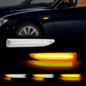 Répétiteur latéral <span class=keywords><strong>dynamique</strong></span> clignotants LED pour <span class=keywords><strong>BMW</strong></span> série 7 E65 E66 E67 2001-2008 2 pièces lentille fumée/claire - Product Image 2