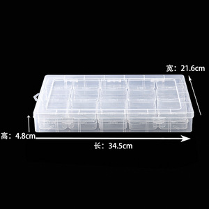 Clear Solid Color <b>Plastic</b> Storage <b>Box</b> 28cm with 15 Compartments for Jewelry Craft Organizing Flip Top Lid Transparent Container - Product Image 3