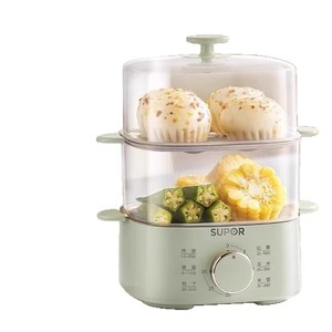 ซูปอร์เครื่องนึ่งอาหารไฟฟ้า 2 ชั้น ควบคุมด้วยตัวจับเวลาแบบกลไก พร้อมฝาปิดกระจกนิรภัย สำหรับทำอาหารที่บ้าน - Product Image 1