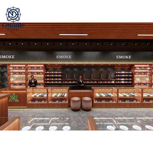 Design d'intérieur de salon de cigares de luxe |   Vitrines de présentation de tabac en bois de noyer et présentoirs de vente au détail en verre avec éclairage LED - Product Image 4