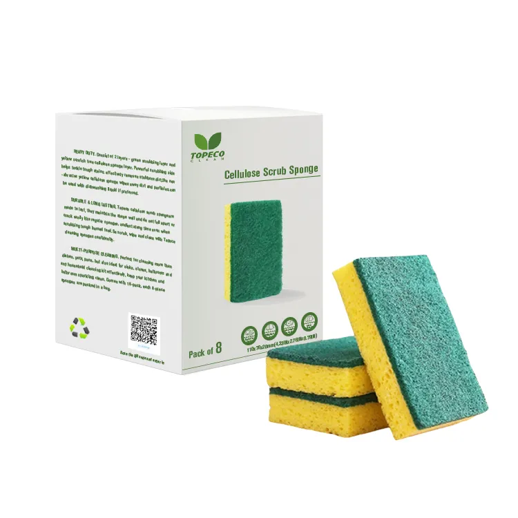 Topeco cellulosa Scrub Sponge Ecofriendly lavaggio per piatti pesanti Scrubber No