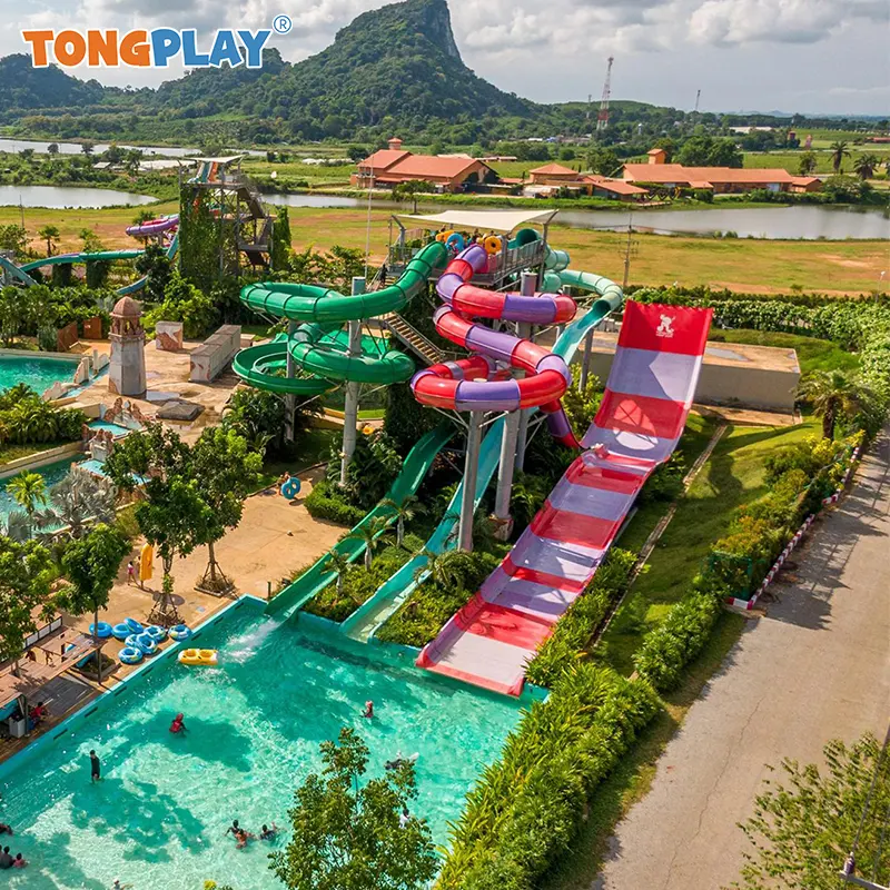 Grand jeu de famille d'amusement de l'eau de combinaison de glissière d'eau de fibre de verre en été pour le parc aquatique