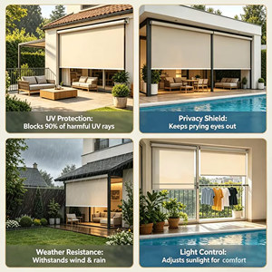 Tende a Rullo Motorizzate Intelligenti con Sistema Zip Track Integrato, Impermeabili, Resistenti agli Uragani, Oscuranti, Sistema di Ombreggiatura Esterna per Patio e Pergola - Product Image 2