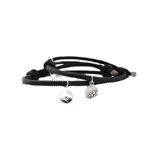 Lovers Magnetic Bracelets Black Rope Tibetan Silver Charm Unisex Gift Jewelry - Product Image 5