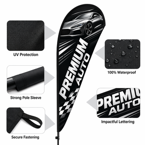 Drapeau publicitaire personnalisé pour événements d'entreprise, drapeau <span class=keywords><strong>volant</strong></span> extérieur, drapeau en forme de larme, drapeau de plage, kit de support avec mât en aluminium - Product Image 1