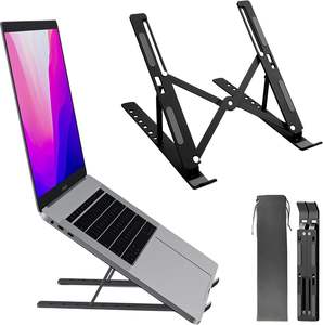 Supports de refroidissement pour ordinateur portable, 7 niveaux réglables, support de ventilateur pour ordinateur portable en aluminium, support pour ordinateur portable pour bureau avec ventilateurs de refroidissement - Product Image 1
