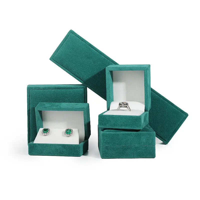 Boîte cadeau Roy boîte à bijoux en velours carré bleu boîte d'emballage de bijoux robuste et résistante aux rayures vente en gros