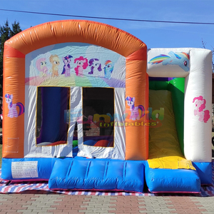 Parque acuático inflable comercial con tobogán, brincolín y castillo inflable con diseño de unicornio - Product Image 6