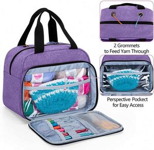 BSCI Factory OEM Craft Tote Organizer Yarn Storage Organizer Bag Knitting Tote Bag for Carrying Projects Knitting <b>Needles</b> - Product Image 6