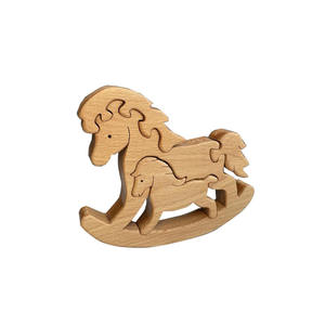 Caballo de mamá personalizado de madera <span class=keywords><strong>y</strong></span> caballo de bebé en una <span class=keywords><strong>mecedora</strong></span> familia juguete de equilibrio de caballo esperando regalo de mamá - Product Image 1